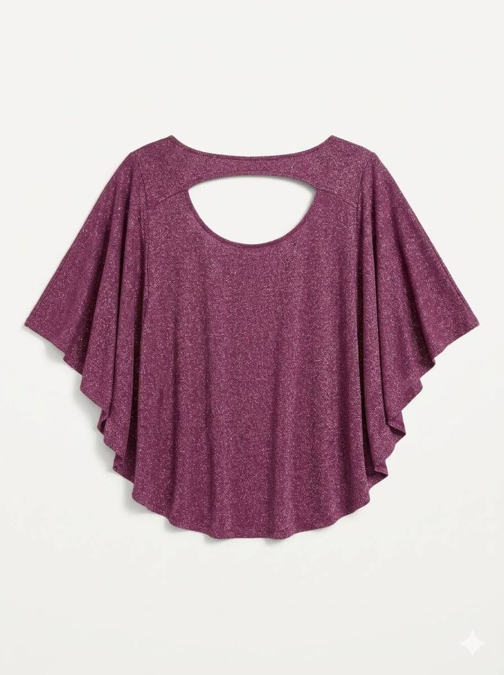 🔺️Soprano Wine & Metallic Gold Open Back Draped Poncho Top Medium